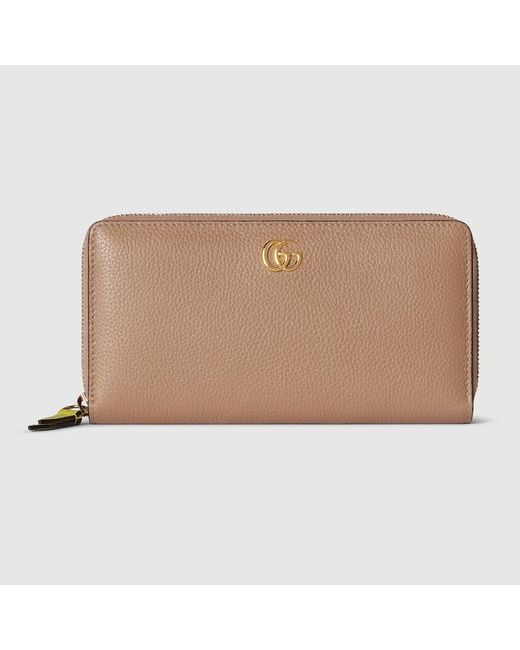 Gucci ダブルG バイカラー ジップアラウンドウォレット, ベージュ, レザー Natural