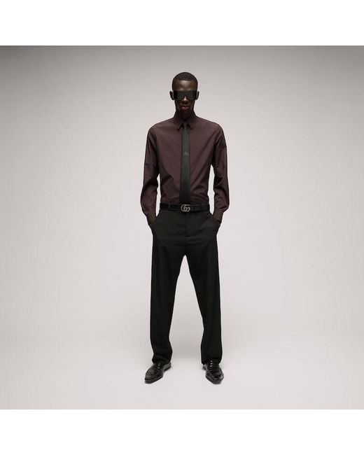 Gucci Brown Piece Dyed Cotton Poplin Shirt for men