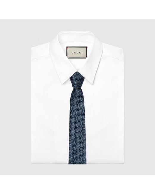 Gucci Blue Horsebit Silk Jacquard Tie for men