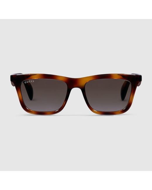 Gucci Brown Rectangular Frame Sunglasses for men