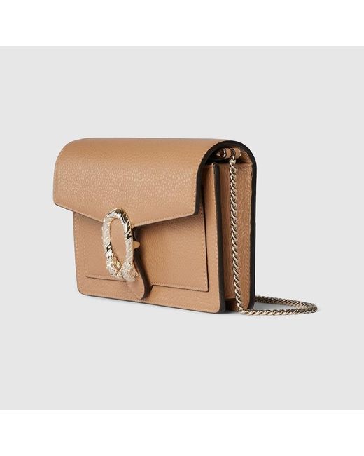 Portafoglio Dionysus Con Catena di Gucci in Natural