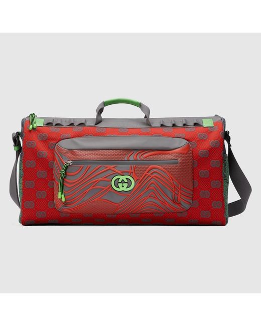 Gucci Red GG Nylon Duffle Bag for men