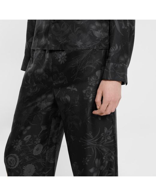 Gucci Gray Printed Silk Twill Pants for men