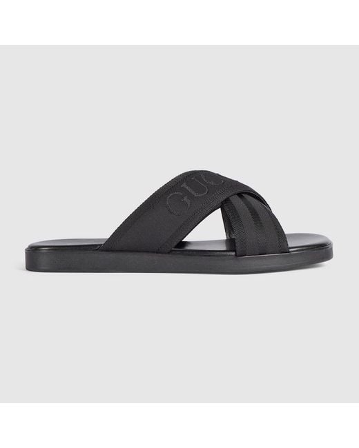 Gucci Black Slide Sandal, Fabric for men