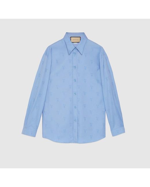Camisa de Algodón Oxford Gucci de color Blue