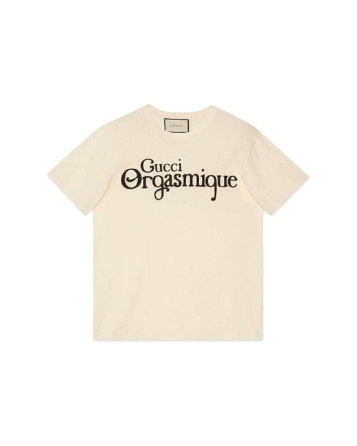 T-shirt oversize con stampa Orgasmique di Gucci in White da Uomo