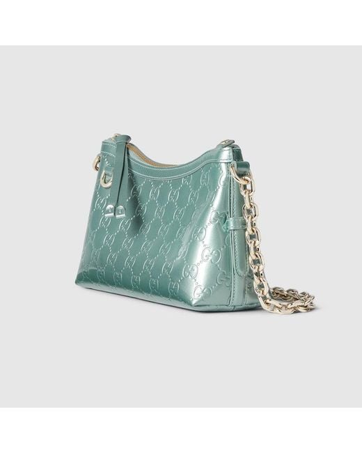 Borsa A Spalla Gg Emblem Misura Piccola di Gucci in Blue