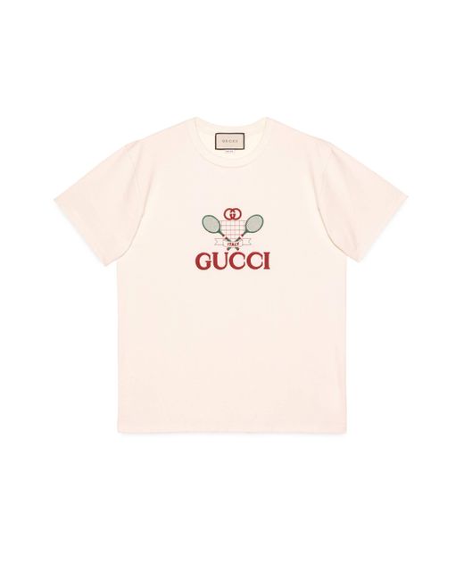 Gucci Übergroßes T-Shirt mit Tennis-Stickerei in White für Herren