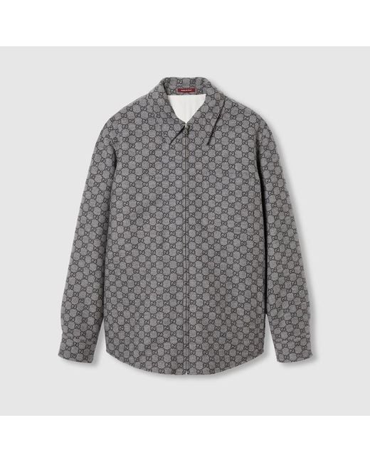 Gucci Ggフランネル オーバーシャツ, グレー, ウェア Gray