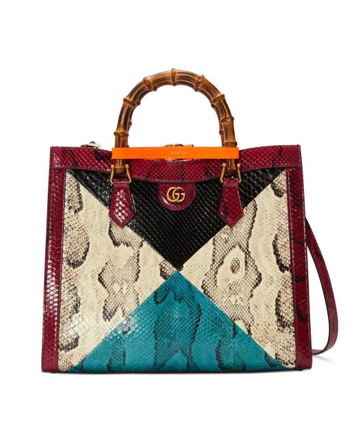 Gucci Red Diana Medium Python Tote Bag