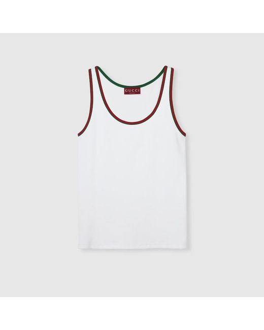 Gucci Tanktop Aus Gerippter Baumwolle Mit Web, Grösse in White für Herren