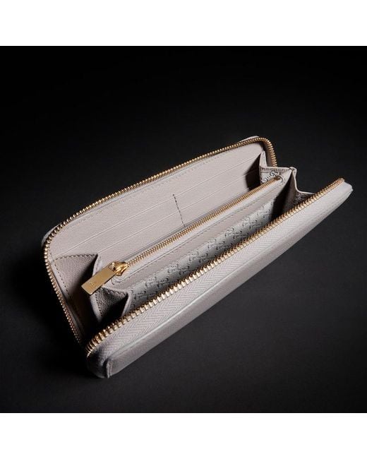 Gucci Gray Zip Around Wallet With Lettering