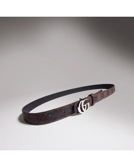 Gucci Black Reversible Gg Marmont Thin Belt, Size 120, Gg Canvas