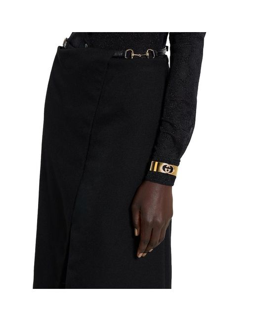 Gucci Metallic Interlocking Crystal Cuff Bracelet