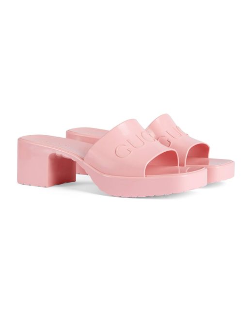 Gucci Rubber Slide Sandal in Pink - Save 23% | Lyst