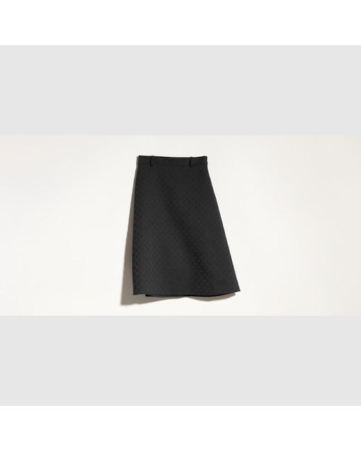 Gucci Black Gg Cotton Blend Midi Skirt, Size 36 It, Ready-To-Wear