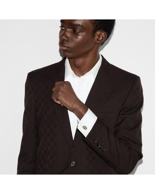 Gucci Boutons De Manchette En Émail Interlocking in Black für Herren