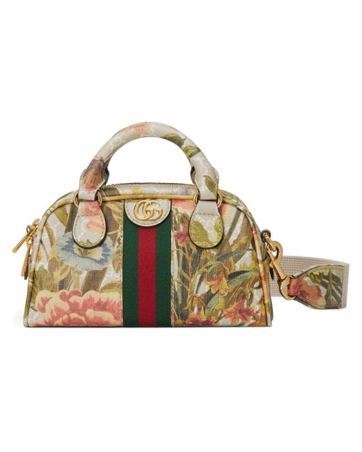 Gucci Ophidia GG Flora Mini Top Handle Bag in White Lyst