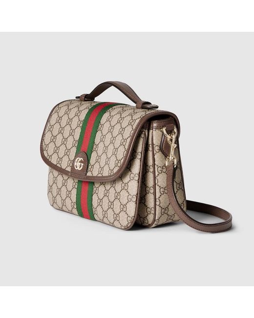 Gucci Brown Ophidia Medium Top Handle Bag