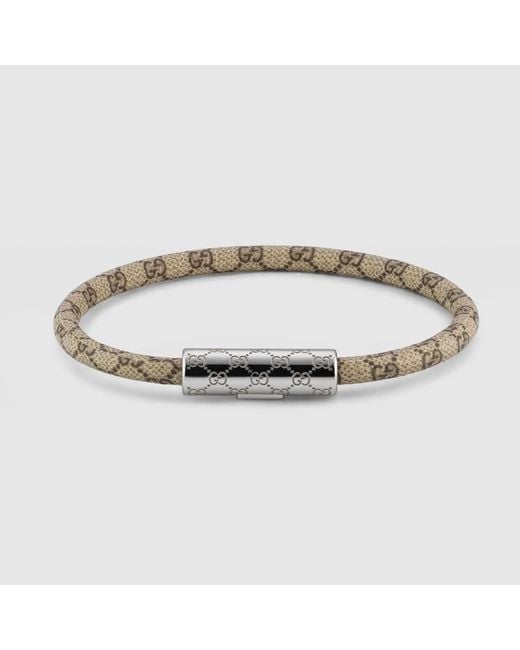 Gucci Metallic Bracelet With Gg Detail Leather