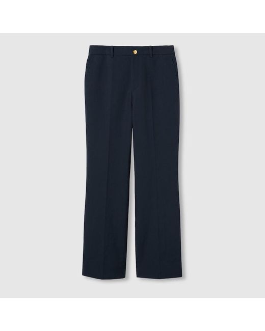 Gucci エンブロイダリー付き コットン パンツ, ブルー, ウェア Blue