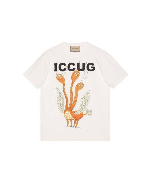 Camiseta con estampado iccug Gucci de hombre de color White