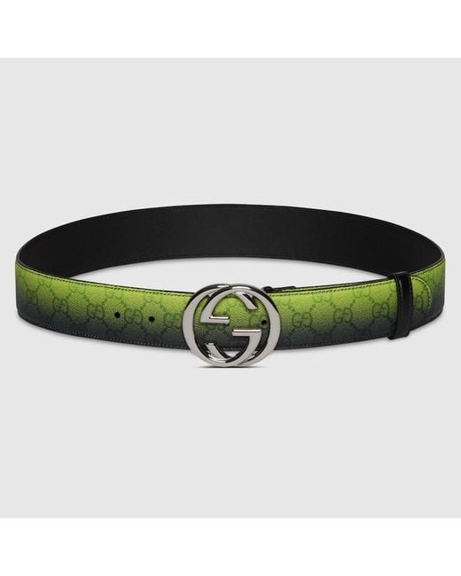 Gucci Green Chroma Belt With Interlocking G, Size 75, Fabric for men