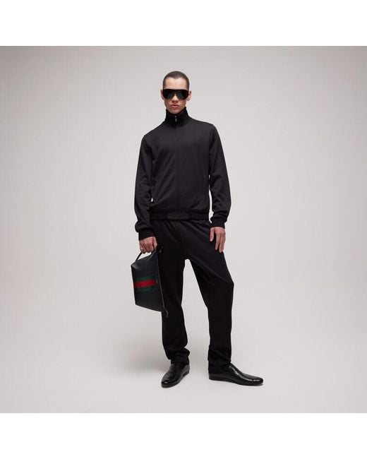 Gucci Black Mega Web Trademark Small Toiletry Case, Leather for men