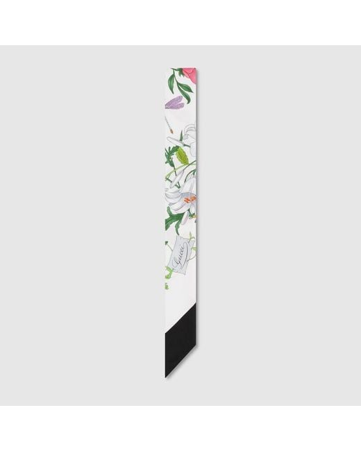 Gucci Black Printed Silk Twill Ribbon