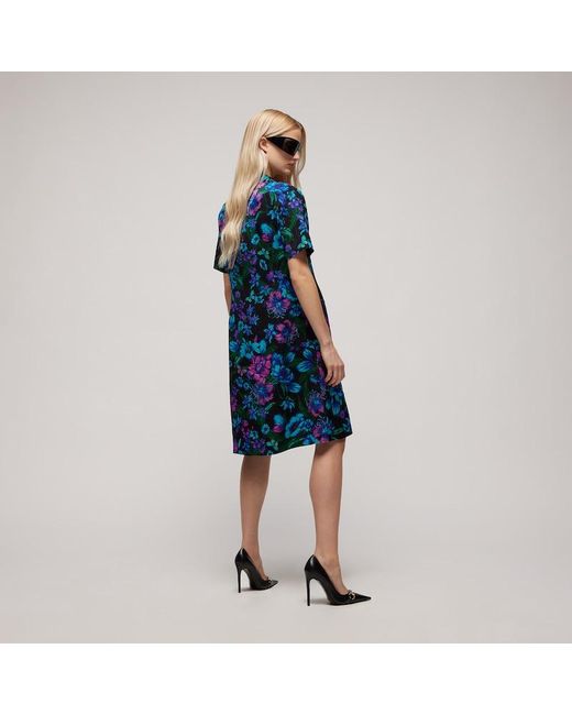 Gucci Blue Printed Silk Jacquard Chemisier Dress