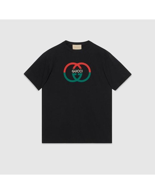 Camiseta Estampada de Punto de Algodón Gucci de hombre de color Black