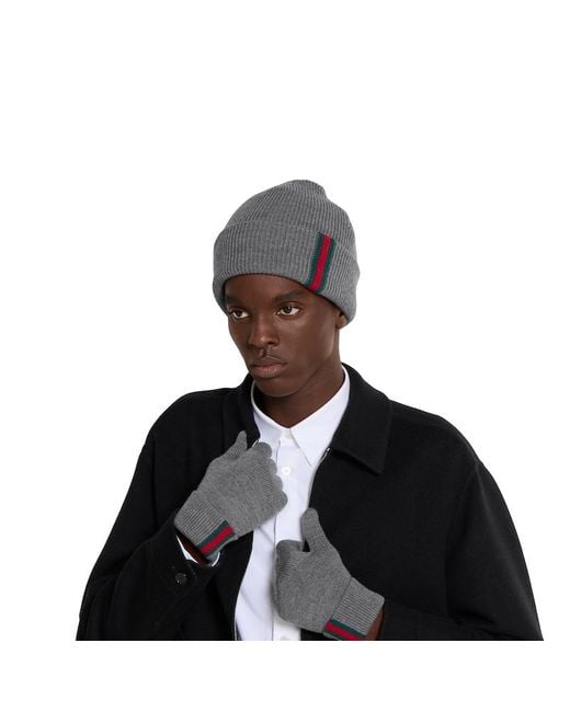 Gucci Mütze Aus Wolle Mit Web, Größe in Gray für Herren
