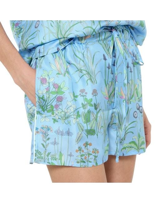 Gucci Blue Printed Silk Twill Shorts