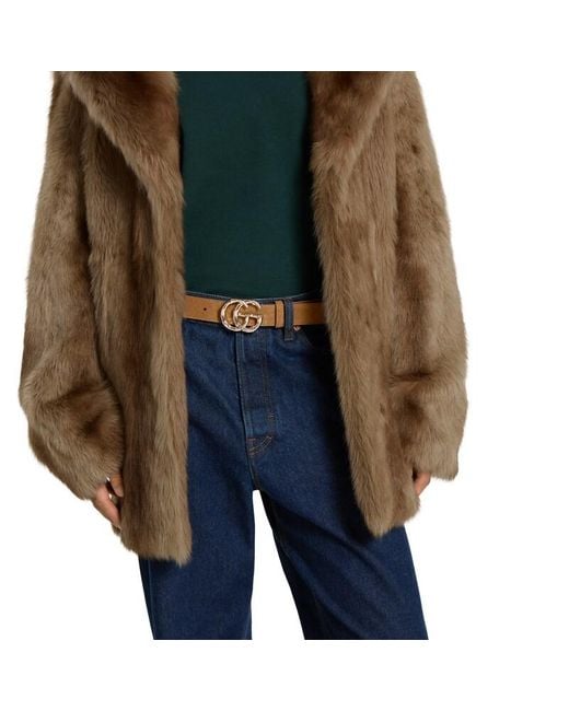 Gucci Brown Gg Marmont Gürtel, Größe 100