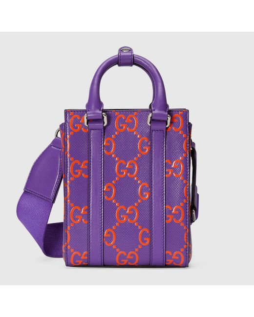 Gucci Purple GG Embossed Mini Tote Bag for men