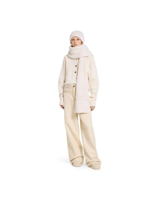 Gucci White Wool Cashmere Scarf With Embroidery