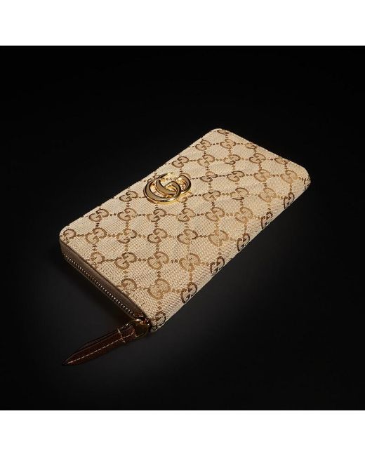Gucci Natural Gg Marmont Zip Around Wallet