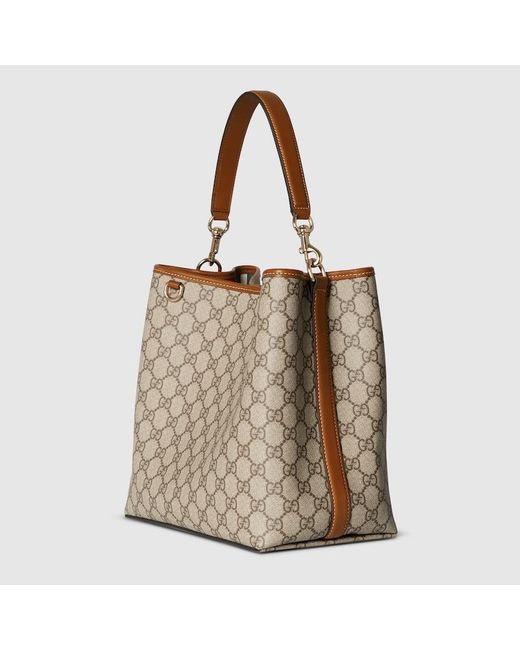 Gucci Natural Gg Emblem Medium Bucket Bag