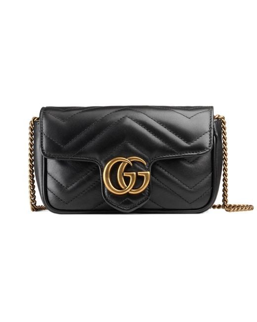 Gucci Black GG Marmont Matelassé Leather Super Mini Bag