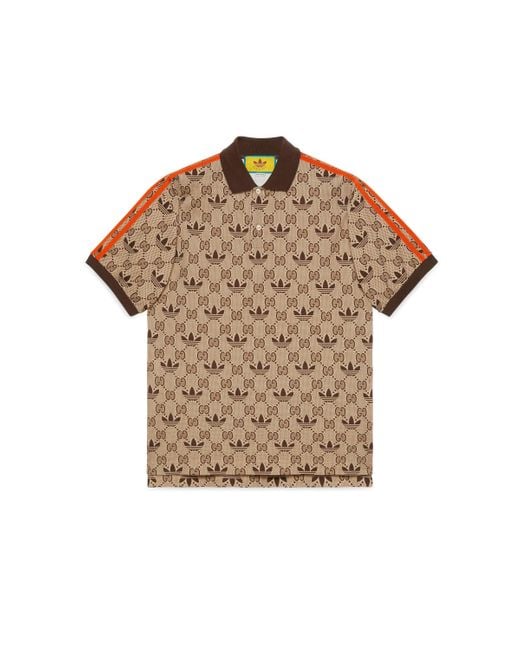 Gucci Brown Adidas X gg Trefoil Polo Shirt for men