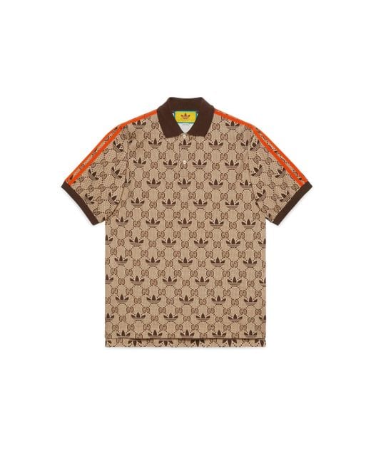 Gucci Adidas X gg Trefoil Polo Shirt in Brown for Men | Lyst