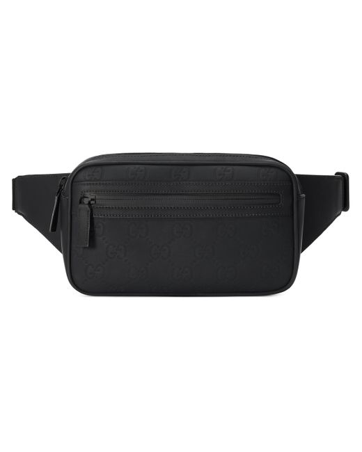 Gucci Black GG Rubber-effect Belt Bag for men