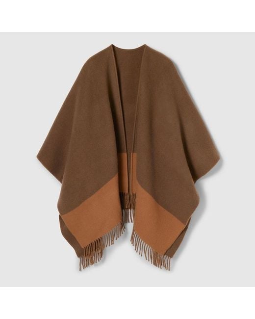 Gucci Brown Wool Cashmere Cape, Wool