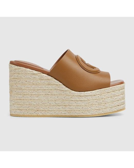 Gucci Natural Interlocking G Sandal, Size 35 It