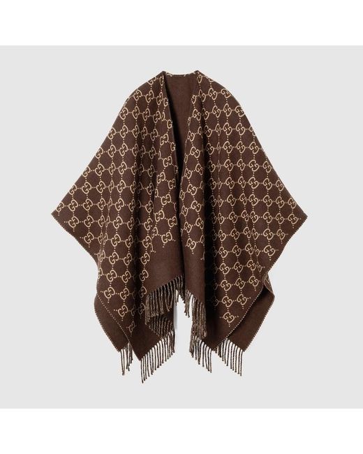 Gucci Brown Cape Aus Gg Wolljacquard