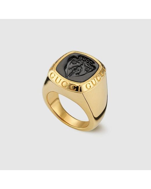 Gucci Metallic Crest Signet Ring