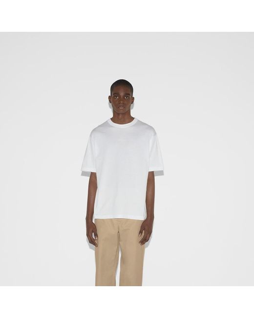 Gucci White Cotton Jersey T-shirt With Embroidery for men