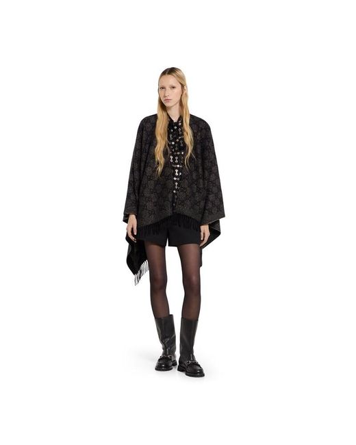 Gucci Black Gg Cashmere Lamé Cape