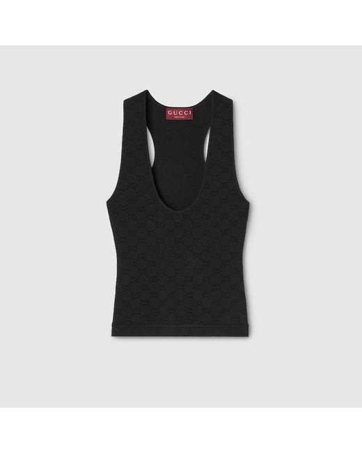 Gucci Black Elastic Gg Jacquard Tank Top, Ready-To-Wear