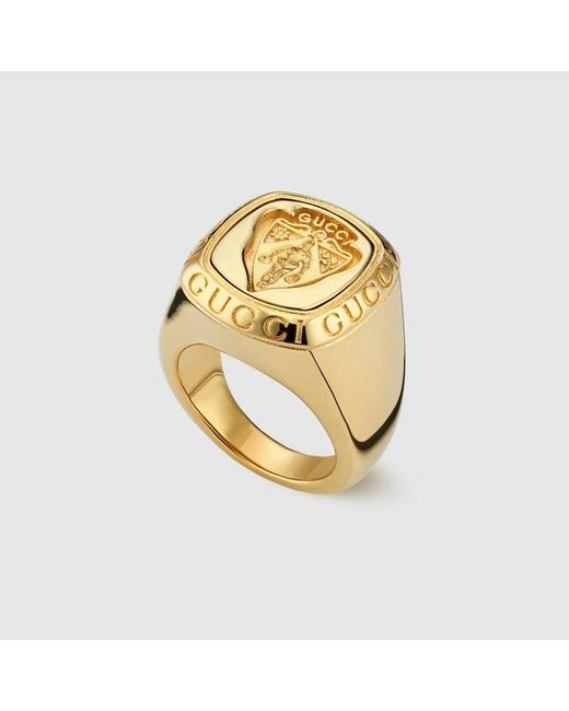 Gucci Metallic Crest Signet Ring